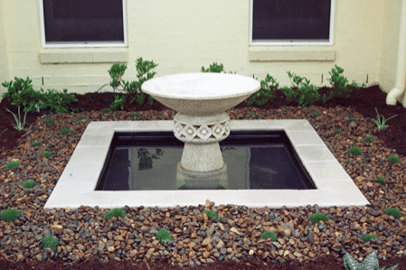 water feature - pond with river gravel surround in south east Queensland garden renovation