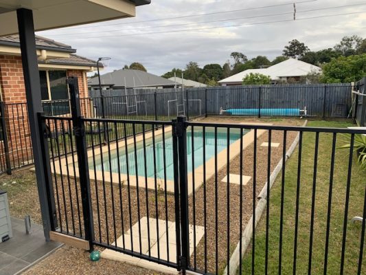 North Brisbane landscaping - photo before swimming pool area landscaping and decking completed
