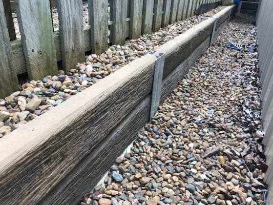 'timber look' concrete retaining wall