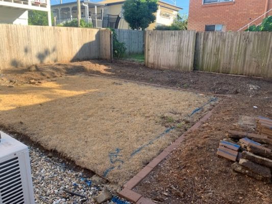 landscaping courtyard before works commence in Redcliffe Queensland