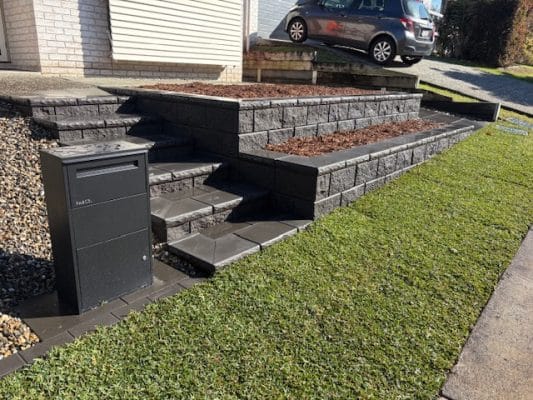 terraced Trendstone block retaining wall Brisbane