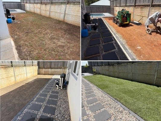 Backyard landscaping before and after = Landscaping Brisbane northside