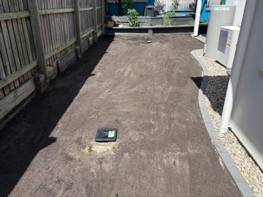 Landscape area profiled for drainage - Brisbane stormwater drainage