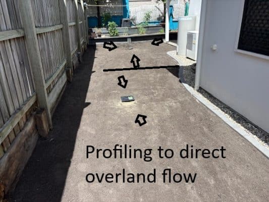 Profiling to direct overland storm water flow